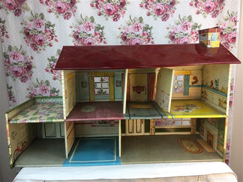 old metal doll houses|vintage tin doll houses 1950.